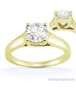 Round Brilliant Cut Moissanite 14k Yellow Gold Trellis Solitaire Engagem... - $17,451.28 MXN+