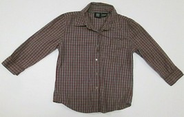 Jr&#39;s Quizz Jeans &amp; Co. Plaid Check Shirt 3/4 Length Sleeves Sz S Vtg 90s Red Grn - £11.19 GBP