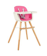 3-in-1 Convertible Wooden High Chair with Cushion-Pink - Color: Pink - $96.80