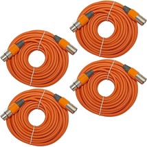 4 Pack Orange Shielded 3 Pin Xlr Audio Mic Microphone M/F Audio Cable 50 Ft Foot - £72.16 GBP