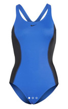 NIKE Swim One Piece Swimsuit Racer Back Size XS Blue Black Chloride Resi... - £44.83 GBP