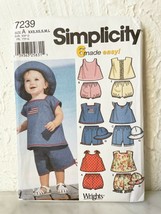 Simplicity Sewing Pattern 7239 Babies Summer Tops Panties Shorts Hat XXS-L Uncut - £7.43 GBP