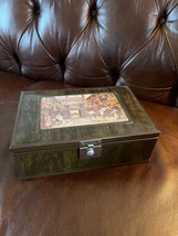 Vintage Brown Faux Wood Metal Locking Habanello Cigar Box Container w Cedar Lini - $19.39