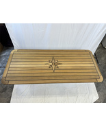 Boat Rectangular Teak Table Top 25.6x 59.1 Inch Star Inlay Round Corner ... - £687.37 GBP+