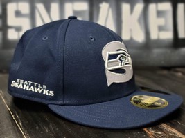 New Era 5950 Low Profile Retro Navy Blue/White Logo Mix Fitted Hat Men 8 - $29.45