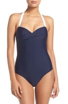 Ted Baker London Bandeau One-Piece Swimsuit Sz 1 US 0-2 Navy - £41.18 GBP