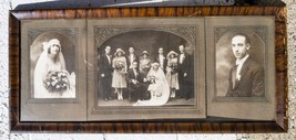 Cabinet Scheda Fotografia Matrimonio Trittico Antico Incorniciato - £187.20 GBP