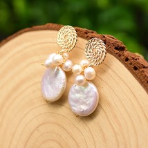 GLSEEVO Baroque Round Flat  Earrings For Women Mom Birthday Gift Lollipop Drop E - £18.36 GBP