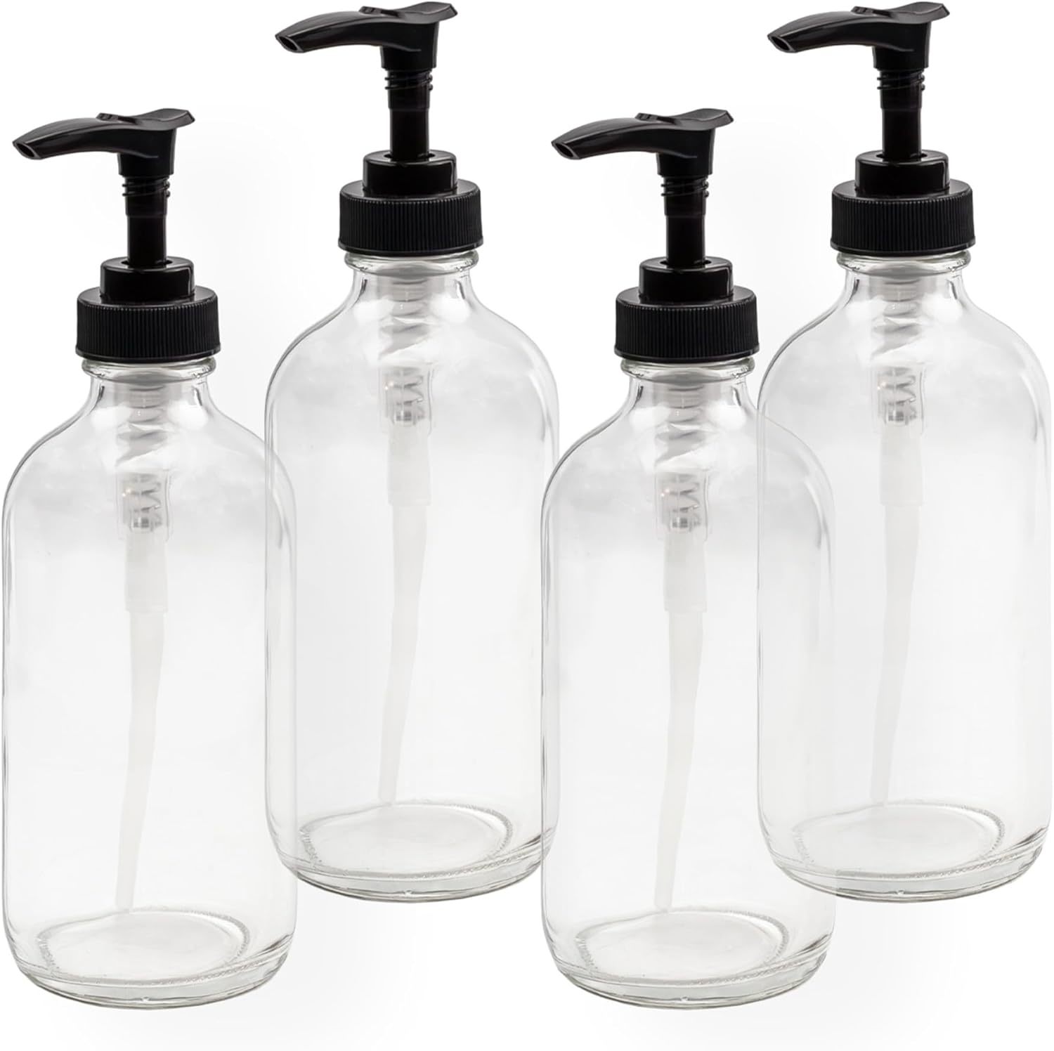 Cornucopia Brands 8Oz Clear Glass Pump Bottles (4-Pack W/Black Plastic, ... - $39.97