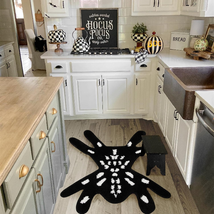 Roomtalks Gothic Spider Shaped Halloween Rug, Black and White Cute Funy Cool Spo - £33.29 GBP