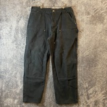 Carhartt Double Knee Jeans Mens 36x30 Black B136 Carpenter Streetwear Wide Leg - £40.01 GBP
