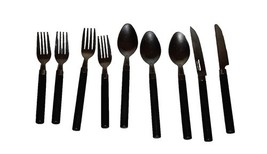 Totally Today Black Plastic Cylinder Handle Stainless Silverware Flatwar... - $17.99