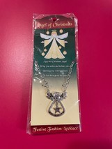 Angels of Christmas Festive Fashion Necklace Vintage Pendant Peace Love Joy - £4.54 GBP