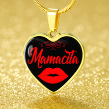 Spanish Hot Mama Mamacita Red Lips Heart Pendant Stainless Steel or 18k Gold 18 - £30.29 GBP+