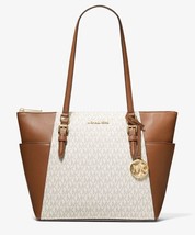 New Michael Kors Charlotte Large Shoulder Tote Signature Coated Canvas Vanilla - £82.58 GBP