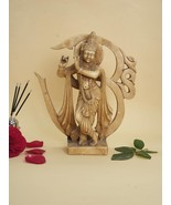 Eternal Resonance: Marble Krishna and Om, Serenity in Sculpted Grace - £64.77 GBP