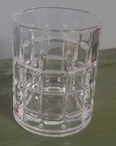 Crystal Clear Low Ball Whiskey Glass Grid Square Pattern 4&quot; - $10.00