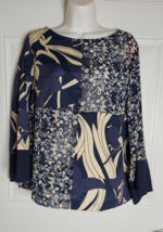 Isaac Mizrahi Blue Floral Kimono Sleeve Tunic Top Blouse - See description - £7.58 GBP