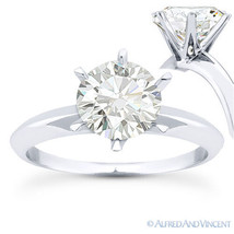 Forever One D-E-F Round Cut Moissanite 14k White Gold Solitaire Engagement Ring - £550.74 GBP+