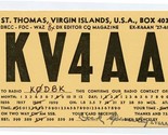 QSL Card KV4AA St Thomas U S Virgin Islands 1958 - £7.89 GBP