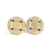 Authenticity Guarantee 
Vintage 1950&#39;s Sapphire Checker Button Stud Earr... - £555.55 GBP