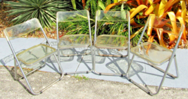1960s Vintage Transparent Folding Lucite Chairs - Set of 4  - $296.01