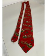 Tie JOHN HENRY Christmas, Santa Flying His Sleigh, Ca 1980, Made in USA - $14.85