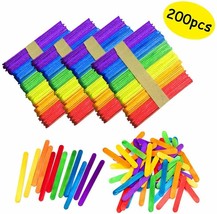 200 PCS Colorful Craft Sticks Natural Wooden 4-1/2&quot; Length Treat Sticks Great fo - £10.17 GBP