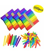 200 PCS Colorful Craft Sticks Natural Wooden 4-1/2&quot; Length Treat Sticks ... - £10.11 GBP