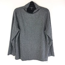 Alfani Womens Sweater Turtleneck Tunic Ribbed Metallic Black Silver 2X - £19.08 GBP
