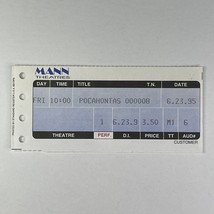 Pocahontas 1995 Movie Ticket Stub Mann Theater Vintage 90s Retro Disney ... - £11.19 GBP