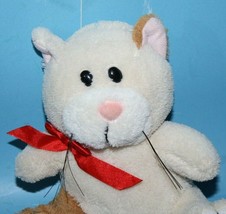Mega Toy Cat Kitten or Bear 6&quot; Beige Chenille Plush Soft Stuffed Animal Megatoys - £8.57 GBP