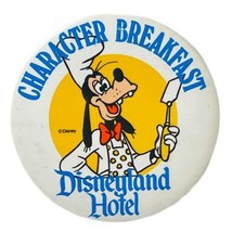 Disneyland Hotel Character Breakfast Goofy Metal Pin Back Button 3” Vintage 90s - £6.73 GBP