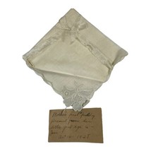Antique Ladies Handkerchief 1928 Needle Lace Linen 9.75&quot; x 10&quot; With History - £6.78 GBP