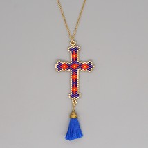 Go2Boho Cross Necklace for Women Jewellery Christian Jewelry Bohemian Colorful P - £13.53 GBP