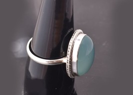 Chalcedony Gemstone 925 Sterling Silver Studded Circular Finger Women Ring GRS - £39.73 GBP+