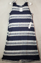 On The Road Cover Up Beach Dress Women Large Navy Striped Knit Rayon Wide Straps - £16.99 GBP