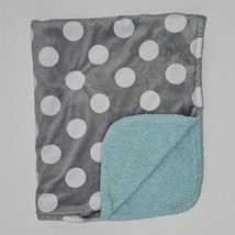 Garanimals Gray White Polka Dot Aqua Blue Baby Blanket Fleece Lovey 29&quot; ... - £23.70 GBP