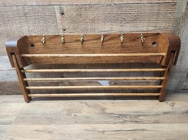 Rustic Solid Oak Towel / Pot Holder &amp; Shelf Wall Mounted For Kitchen Or ... - £21.88 GBP
