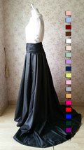 Black Pleated Taffeta Maxi Skirt Outfit Women Custom Plus Size Full Prom Skirt image 4