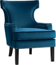 Jacinta Velvet Accent Chair, Navy, By Homelegance. - £270.44 GBP