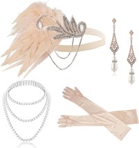 1920s Gatsby Accessories Set for Women Flapper Headband 20s Headpiece Necklace G - £31.64 GBP