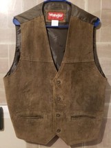 Vintage Wrangler Hero 100% Genuine Leather Vest Brown Men’s Large - £27.96 GBP