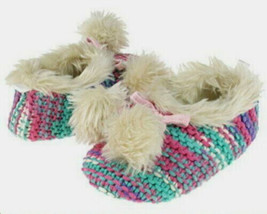 Capelli Slippers Girls Toddler Size 8-9 Moccasin Faux Fur Lined Multi Colored - £7.88 GBP