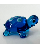 Murano Glass, Handcrafted Unique Lovely Baby Turtle Figurine, Blue Color - $54.57 CAD