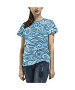 Woman&#39;s Blue Waves All Over Print T-shirt (USA Size) - $36.67 CAD