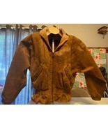 Winlit Genuine Suede Leather Jacket Women&#39;s Size Medium Floral Brown Pre... - $853.49 MXN