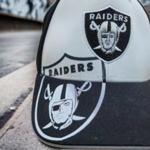 Las Vegas Raiders Strap Hat Cap White w Black Embroidered NFL TEAM APPAR... - £11.84 GBP