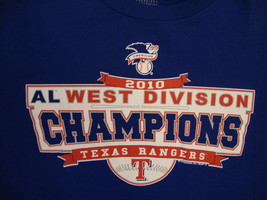 MLB Texas Rangers Major League Baseball 2010 West Division Champions T Shirt M - £12.51 GBP