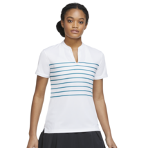 NWT New Nike Golf Top Dri Fit White Stripes Casual Aqua Blue L Womens Run Walk - £61.87 GBP